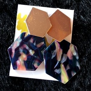 Gold and Groovy Hex Earrings